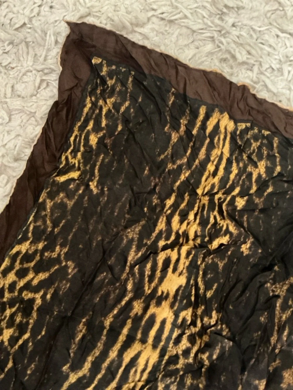 VINTAGE Brown Black Leopard Print Scarf